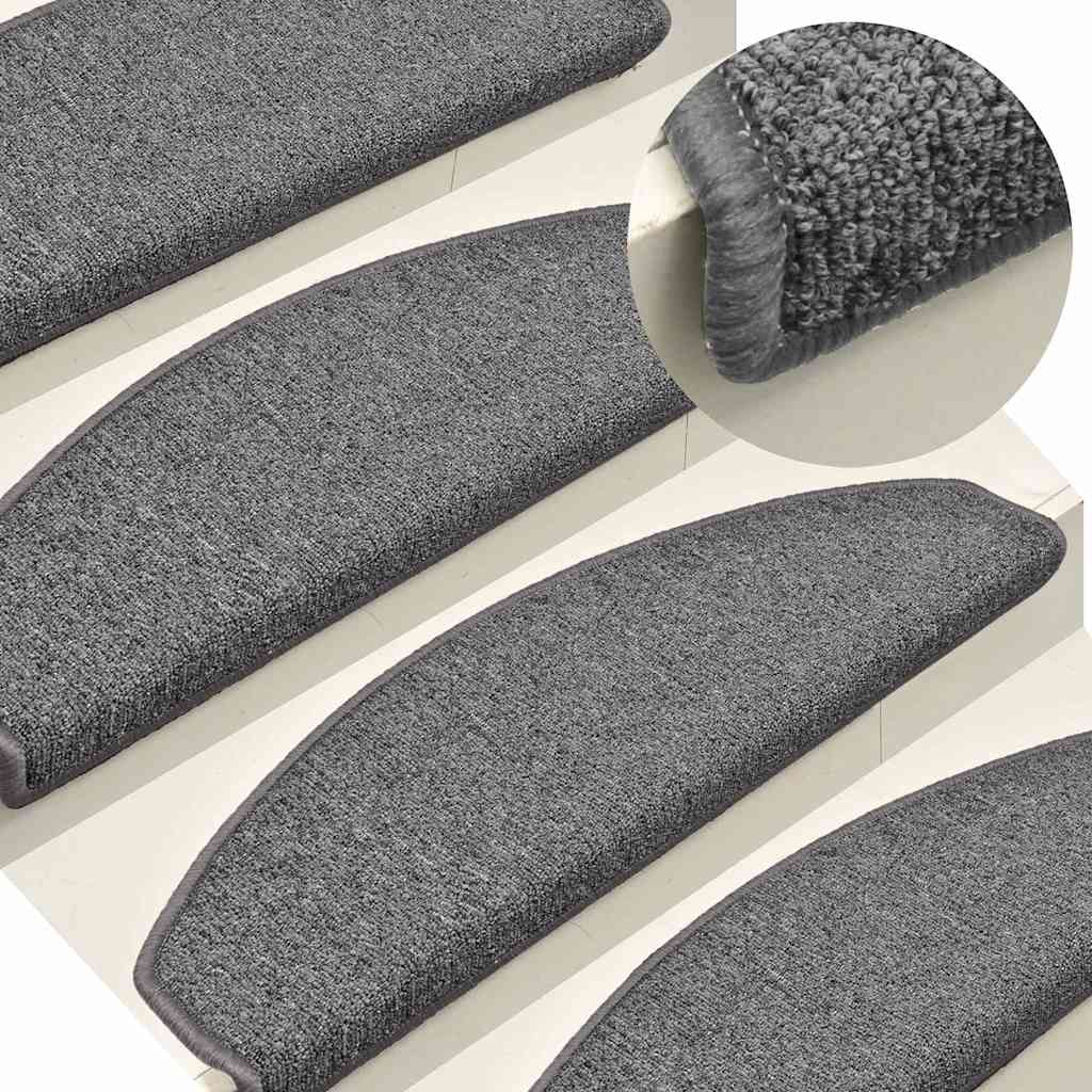 Prostirke za stepenice 30 kom 65x24x4 cm tamno sive poluokrugle velike