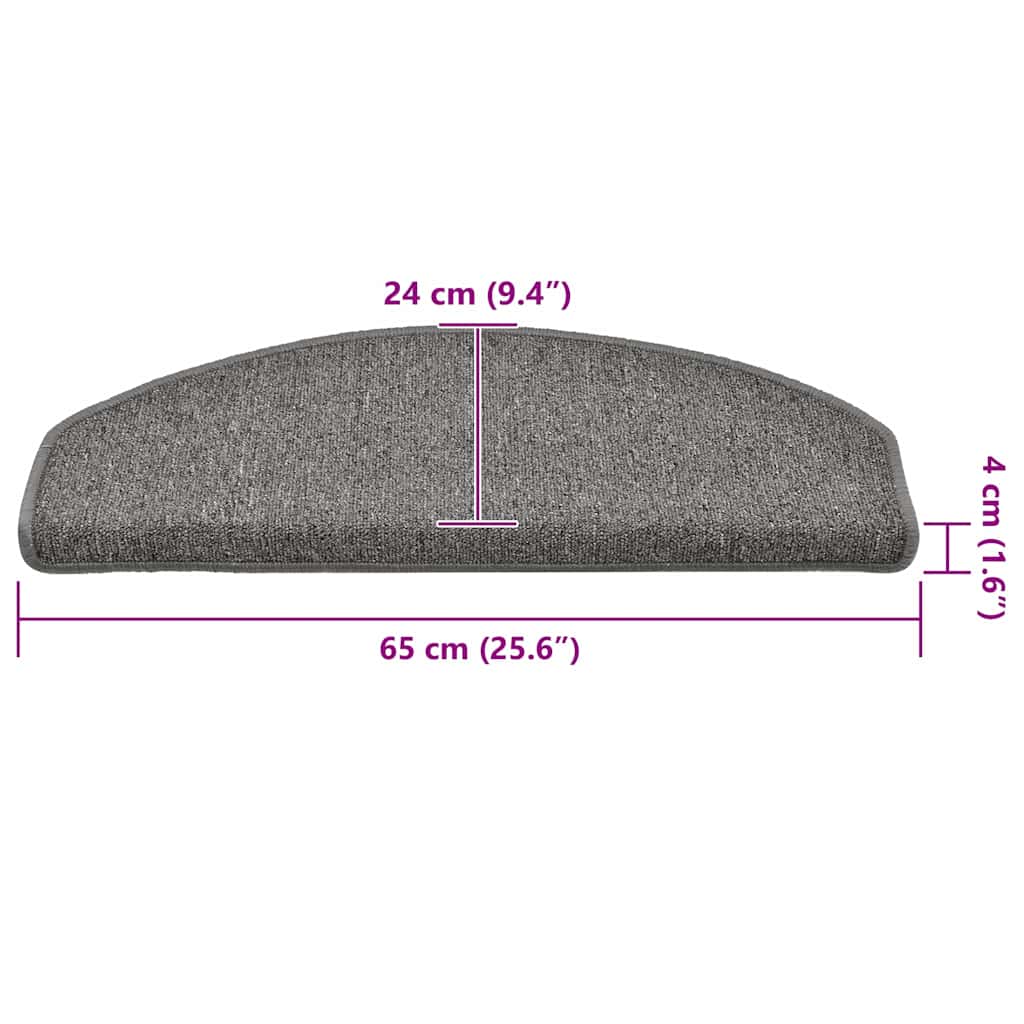 Prostirke za stepenice 30 kom 65x24x4 cm tamno sive poluokrugle velike