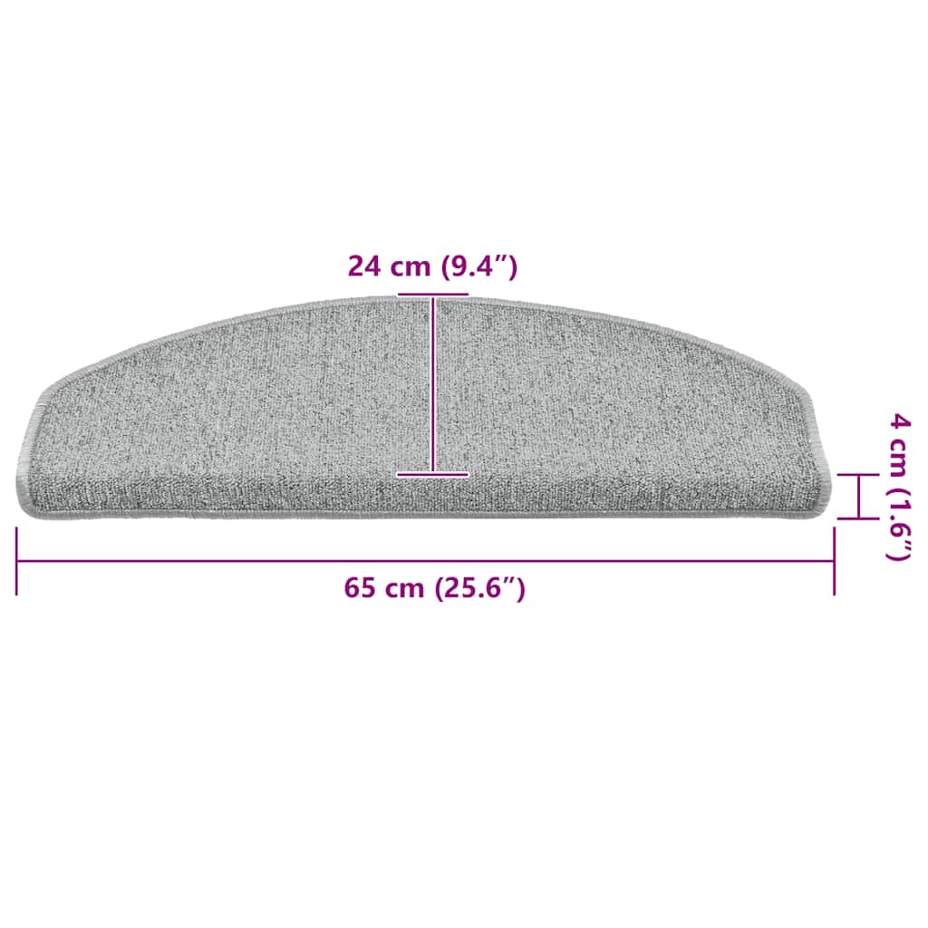 Prostirke za stepenice 30 kom 65x24x4 cm svijetlo sive poluokrugle velike