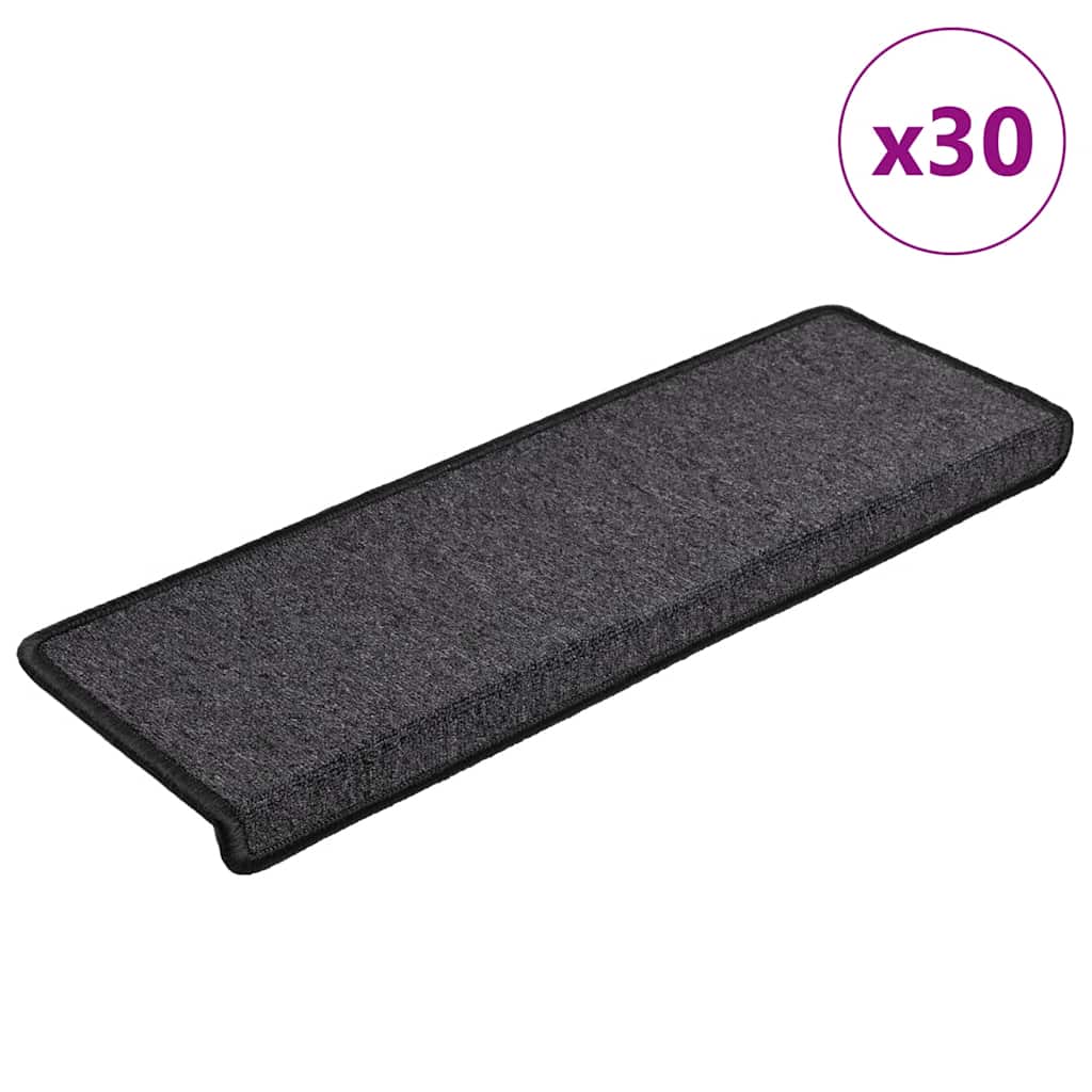Prostirke za stepenice 30 kom 65x21x4 cm antracit pravokutni rub