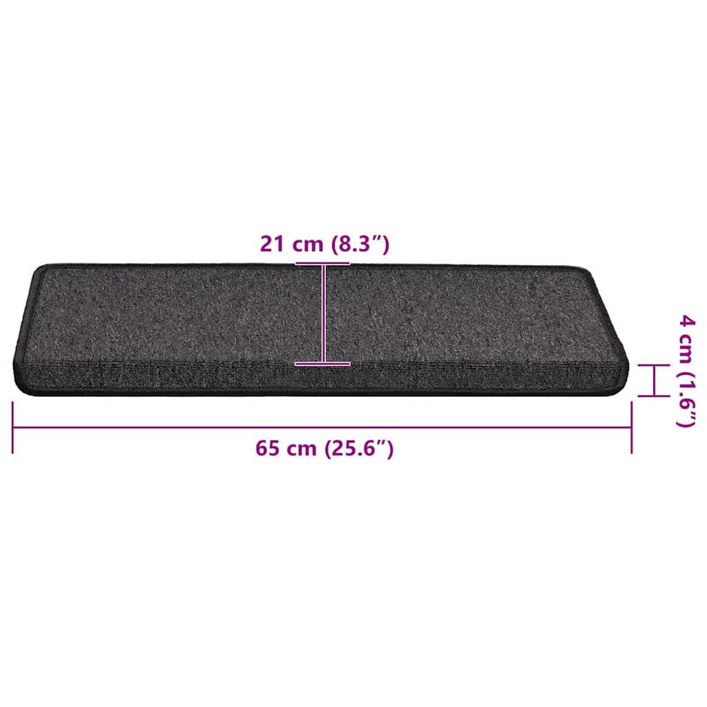 Prostirke za stepenice 30 kom 65x21x4 cm antracit pravokutni rub