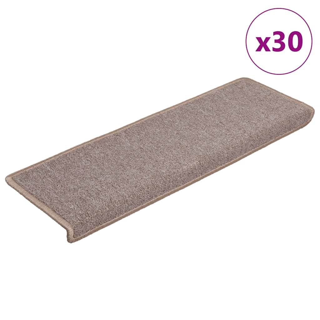 Prostirke za stepenice 30 kom 65x21x4 cm svijetlosmeđe pravokutne rubove