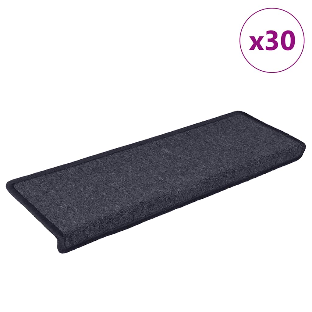 Prostirke za stepenice 30 kom 65x21x4 cm tamno sive i plave pravokutne rubove