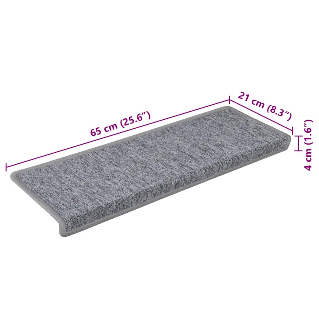 Prostirke za stepenice 30 kom 65x21x4 cm svijetlo sive pravokutne rubove