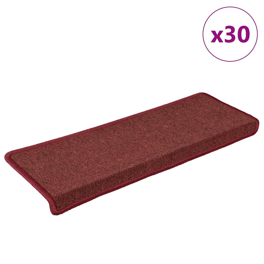 Prostirke za stepenice 30 kom 65x21x4 cm bordo pravokutni rub