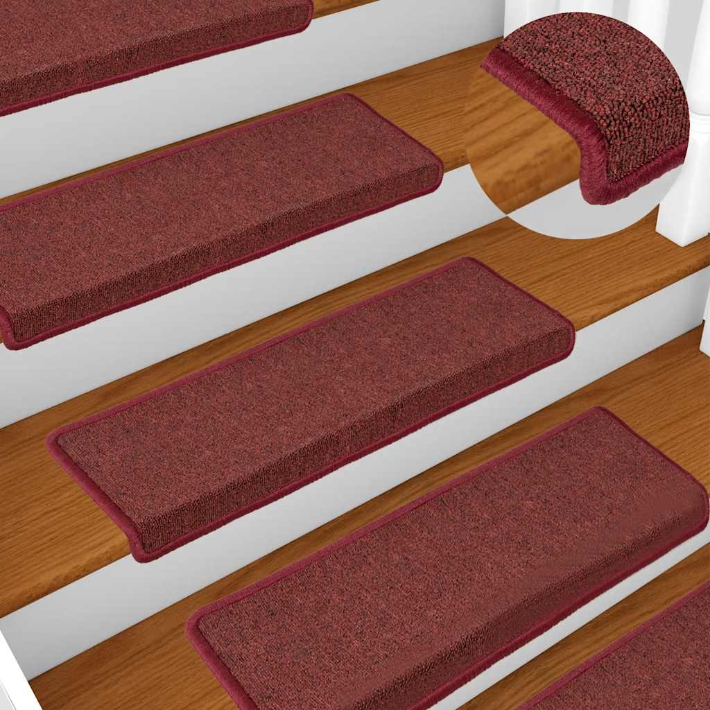 Prostirke za stepenice 30 kom 65x21x4 cm bordo pravokutni rub