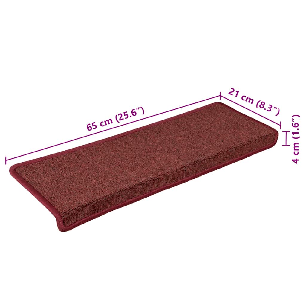Prostirke za stepenice 30 kom 65x21x4 cm bordo pravokutni rub