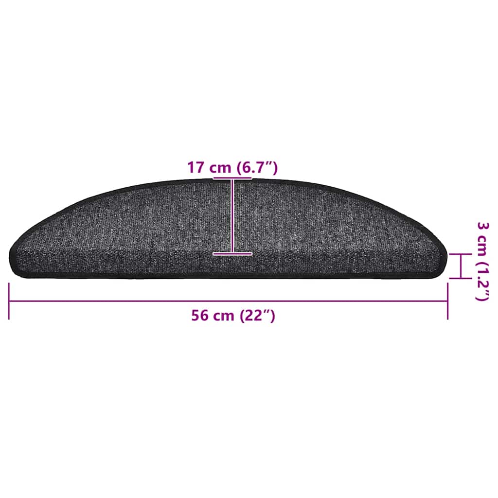 Prostirke za stepenice 20 kom 56x17x3 cm antracit poluokrugle