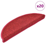 Prostirke za stepenice 20 kom 56x17x3 cm crvene poluokrugle