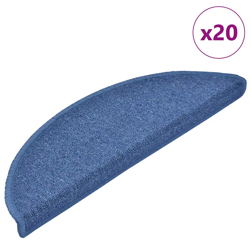 Prostirke za stepenice 20 kom 56x17x3 cm plave poluokrugle