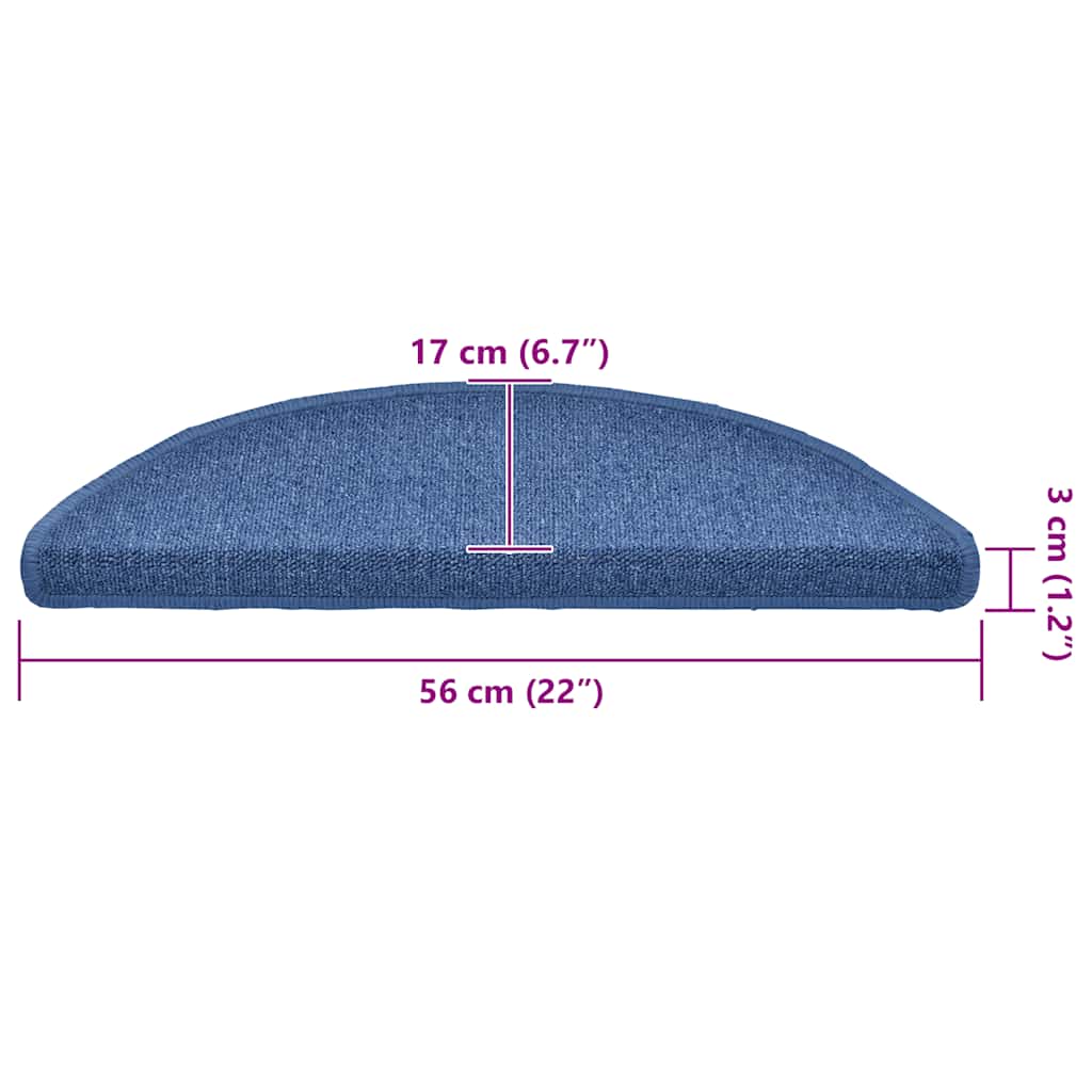 Prostirke za stepenice 20 kom 56x17x3 cm plave poluokrugle