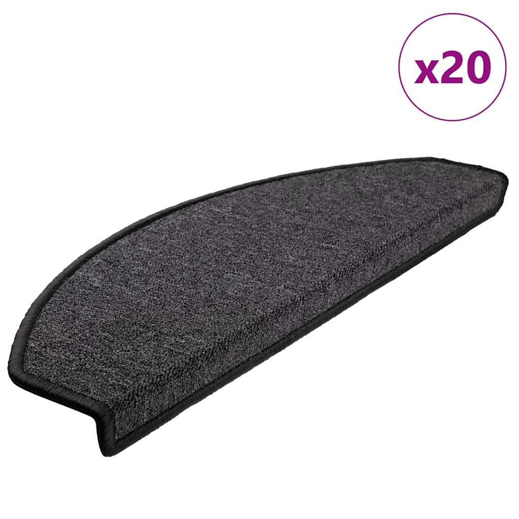 Prostirke za stepenice 20 kom 65x24x4 cm antracit poluokrugle velike