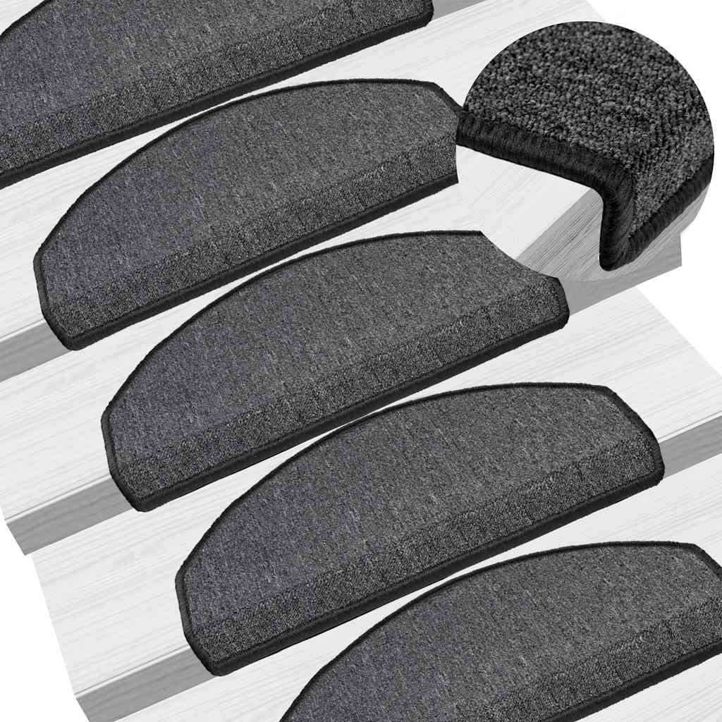 Prostirke za stepenice 20 kom 65x24x4 cm antracit poluokrugle velike