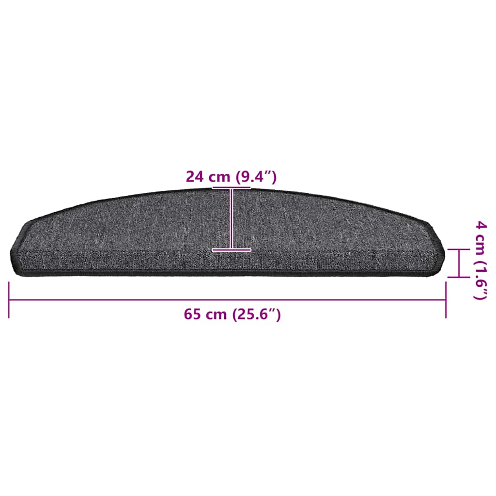 Prostirke za stepenice 20 kom 65x24x4 cm antracit poluokrugle velike