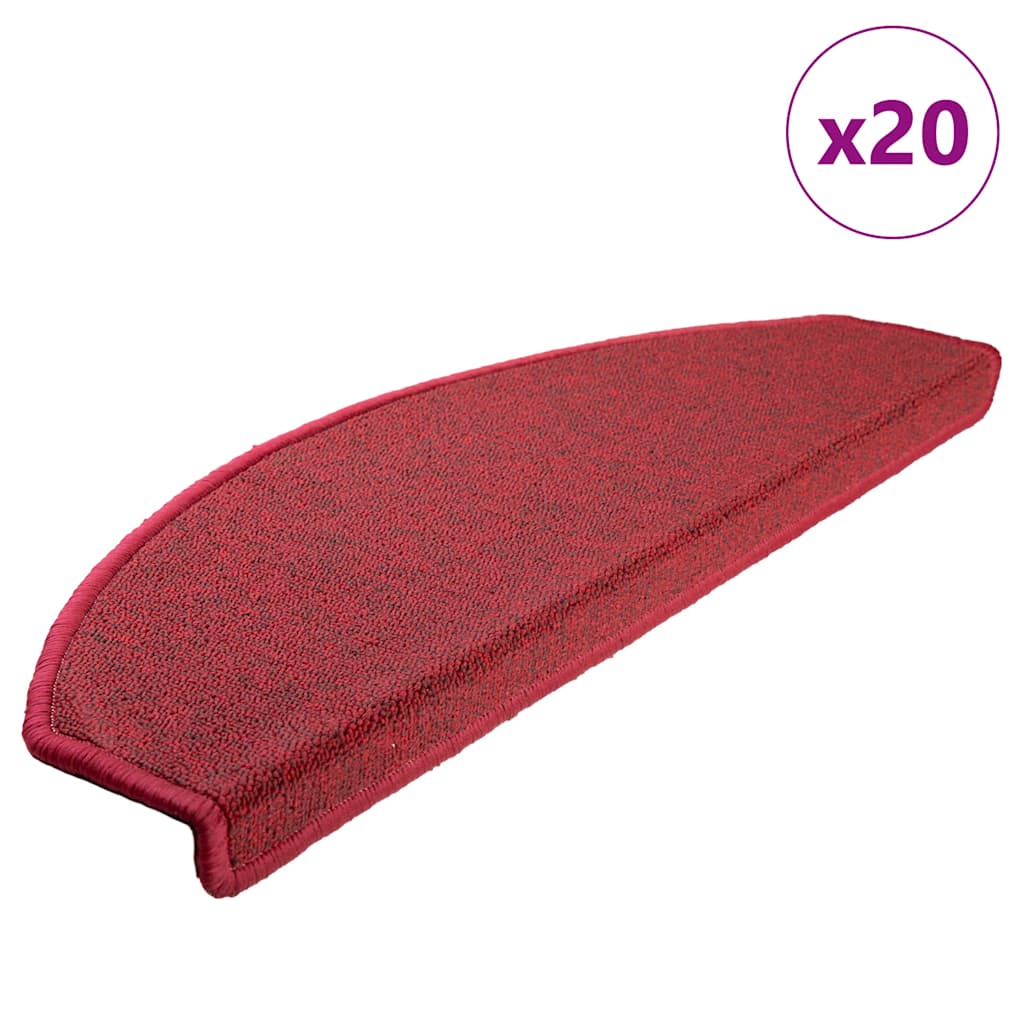 Prostirke za stepenice 20 kom 65x24x4 cm crvene poluokrugle velike