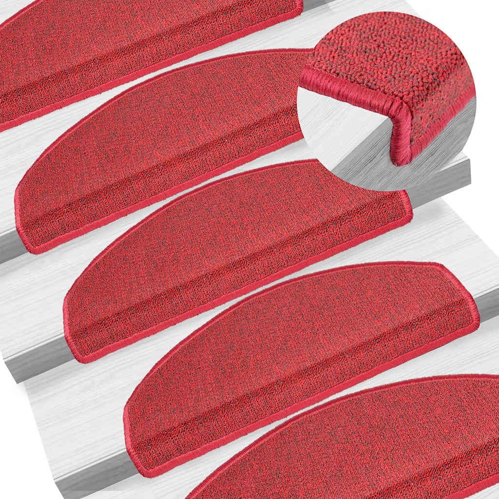 Prostirke za stepenice 20 kom 65x24x4 cm crvene poluokrugle velike