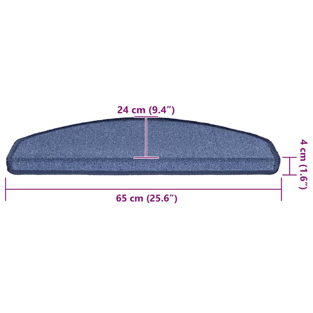 Prostirke za stepenice 20 kom 65x24x4 cm plave poluokrugle velike