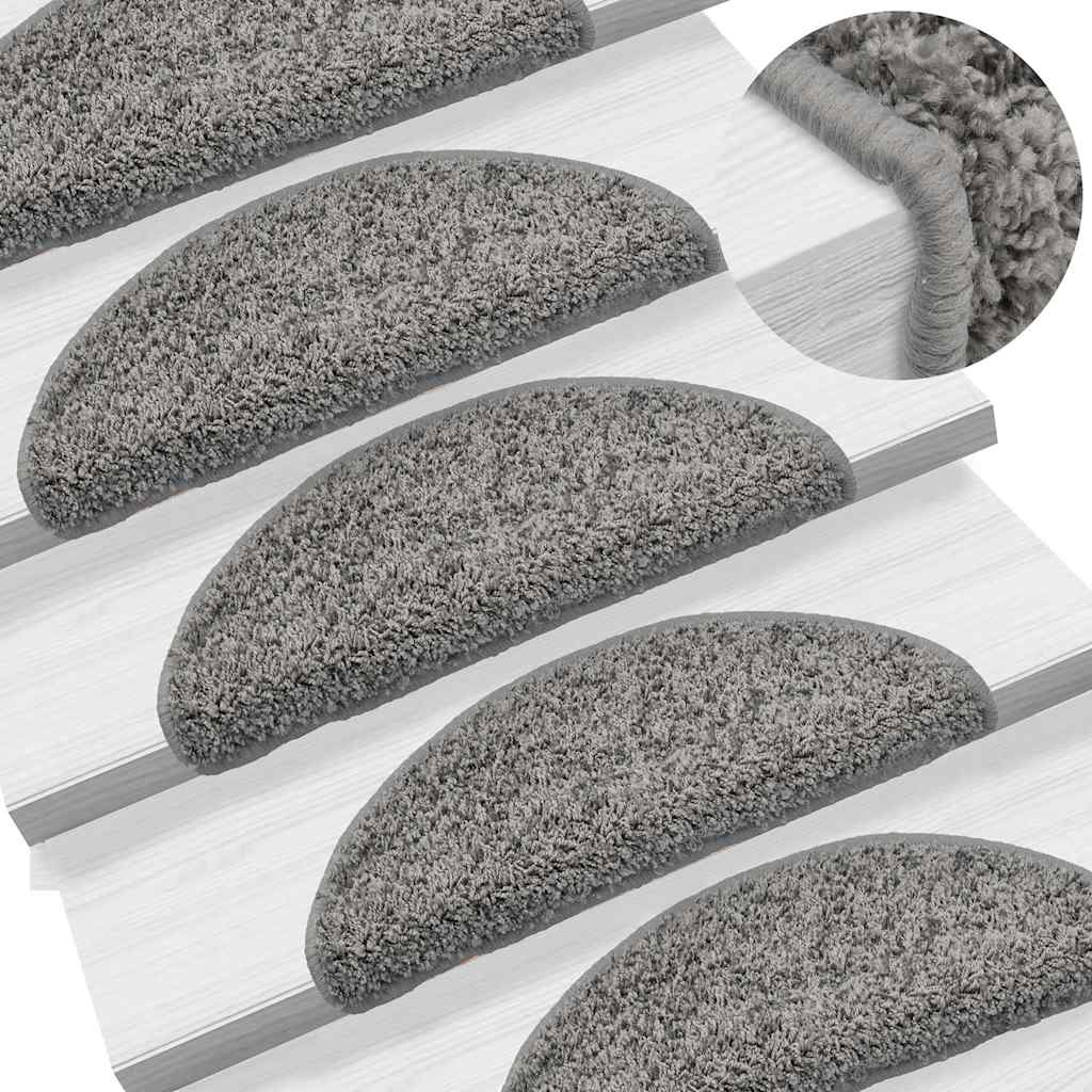 Prostirke za stepenice 30 kom 56x17x3 cm sive poluokrugle