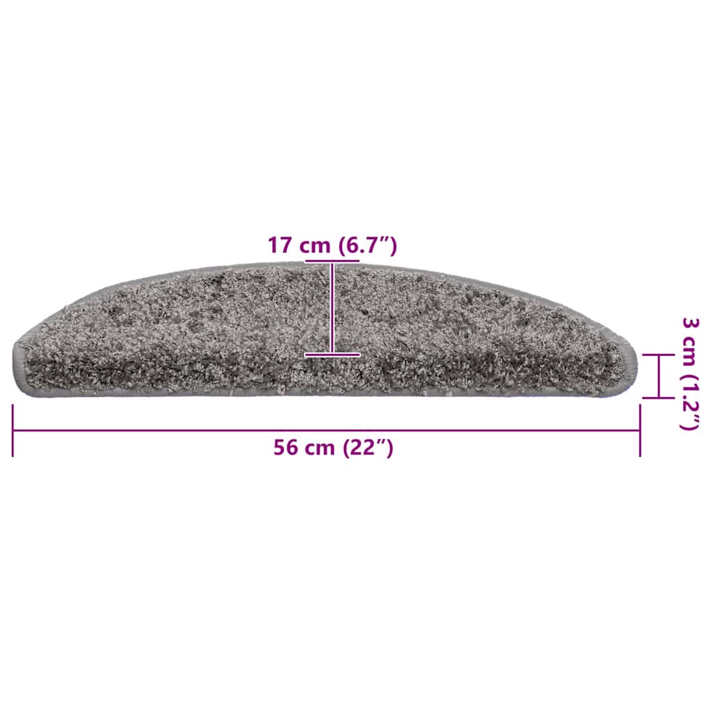 Prostirke za stepenice 30 kom 56x17x3 cm sive poluokrugle