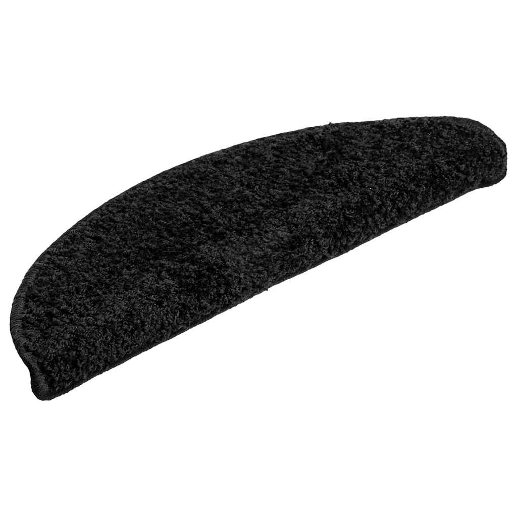 Prostirke za stepenice 30 kom 56x17x3 cm Crne poluokrugle