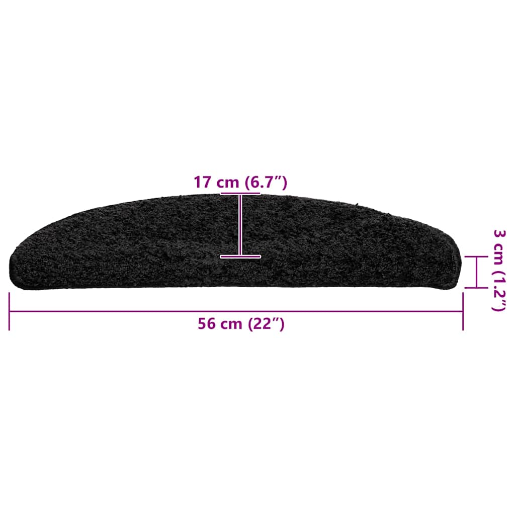 Prostirke za stepenice 30 kom 56x17x3 cm Crne poluokrugle