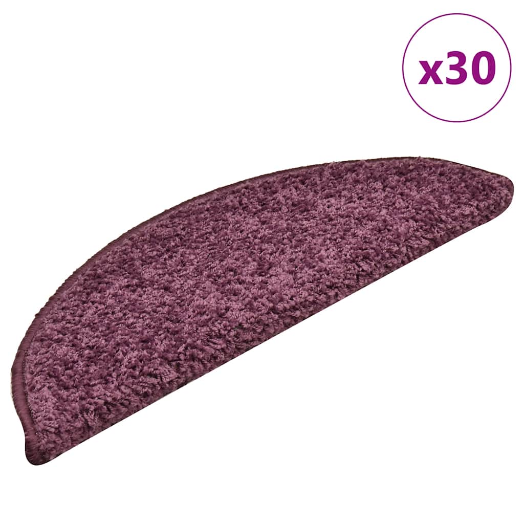 Prostirke za stepenice 30 kom 56x17x3 cm tamnoljubičaste poluokrugle