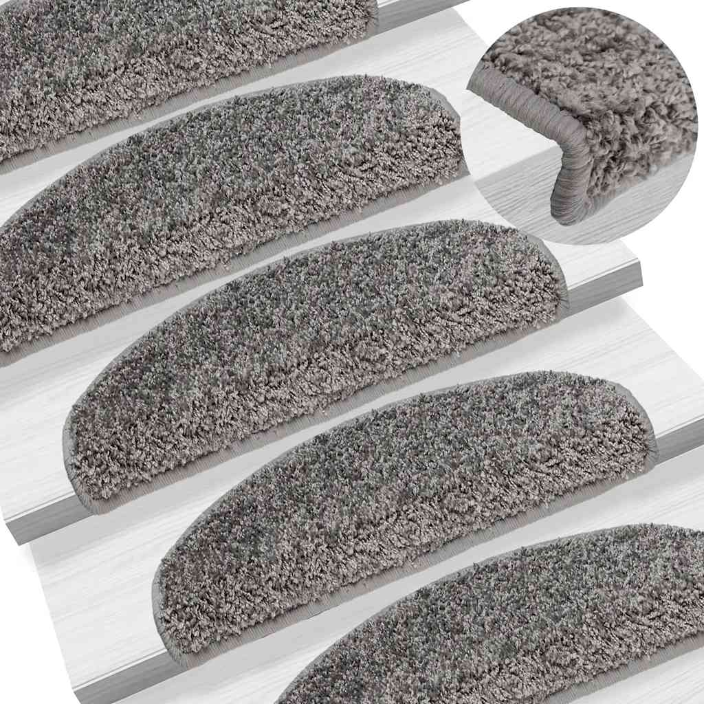 Prostirke za stepenice 30 kom 65x21x4 cm sive poluokrugle velike