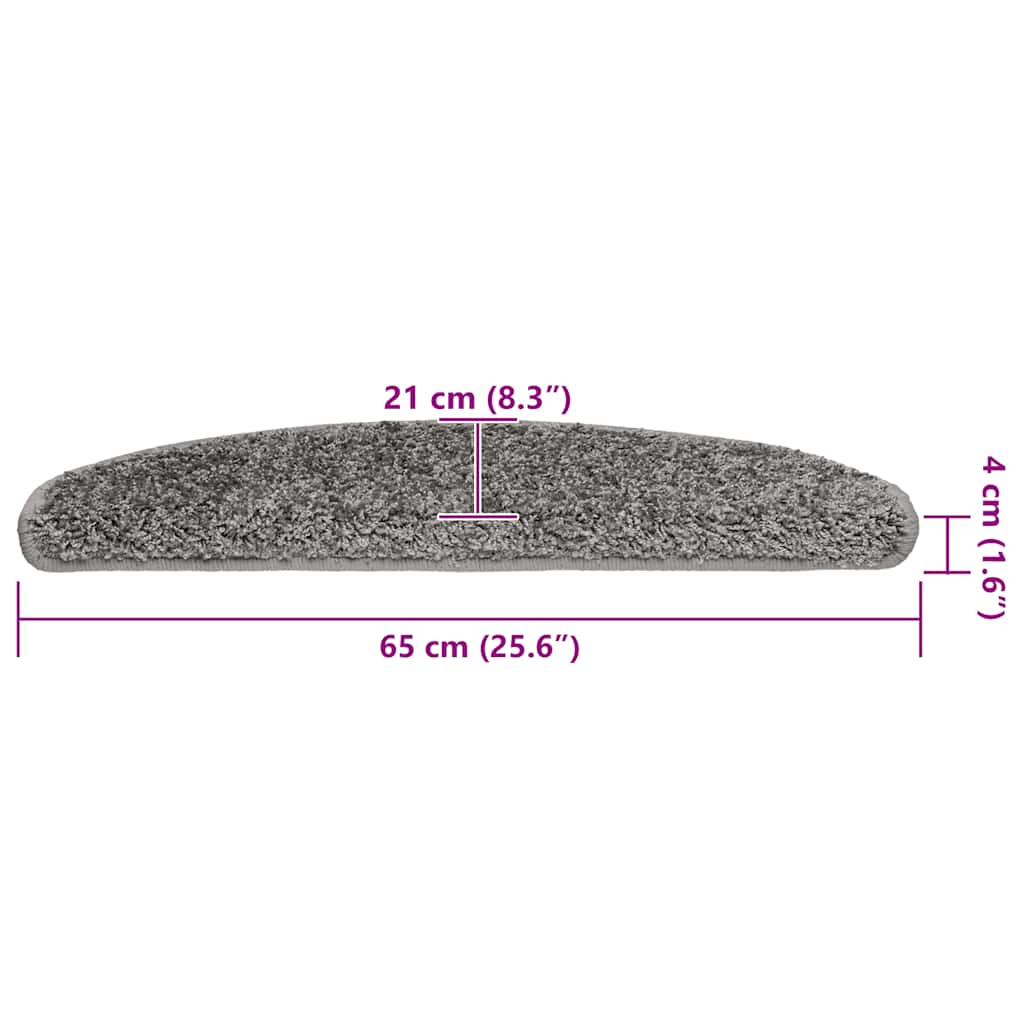 Prostirke za stepenice 30 kom 65x21x4 cm sive poluokrugle velike