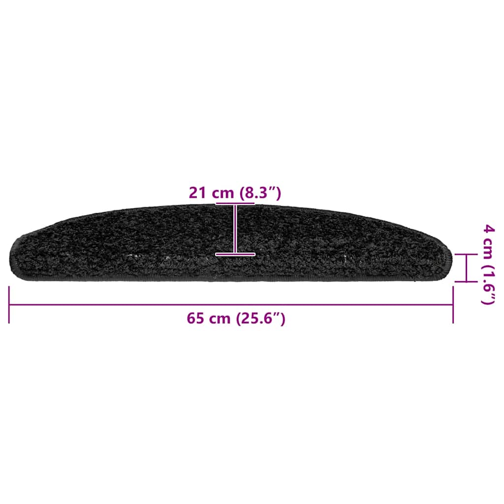 Prostirke za stepenice 30 kom 65x21x4 cm Crne poluokrugle velike