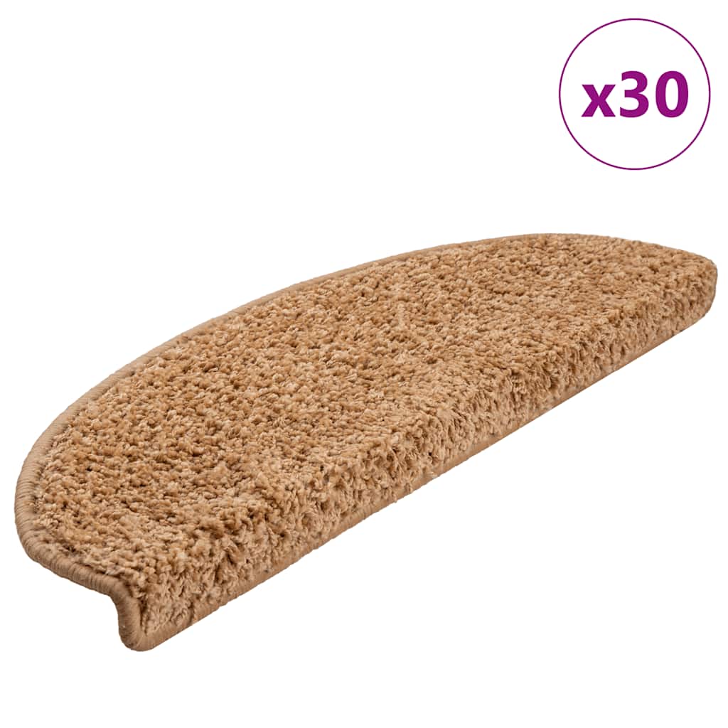 Prostirke za stepenice 30 kom 65x21x4 cm bež poluokrugle velike