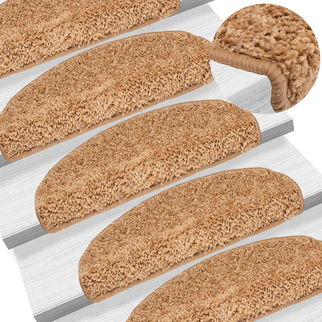 Prostirke za stepenice 30 kom 65x21x4 cm bež poluokrugle velike