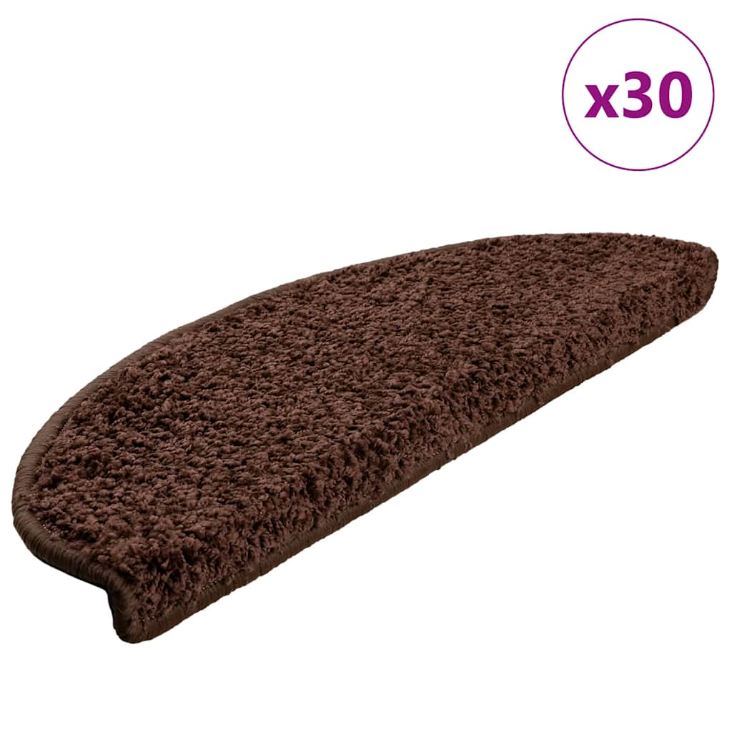Prostirke za stepenice 30 kom 65x21x4 cm Smeđe poluokrugle velike