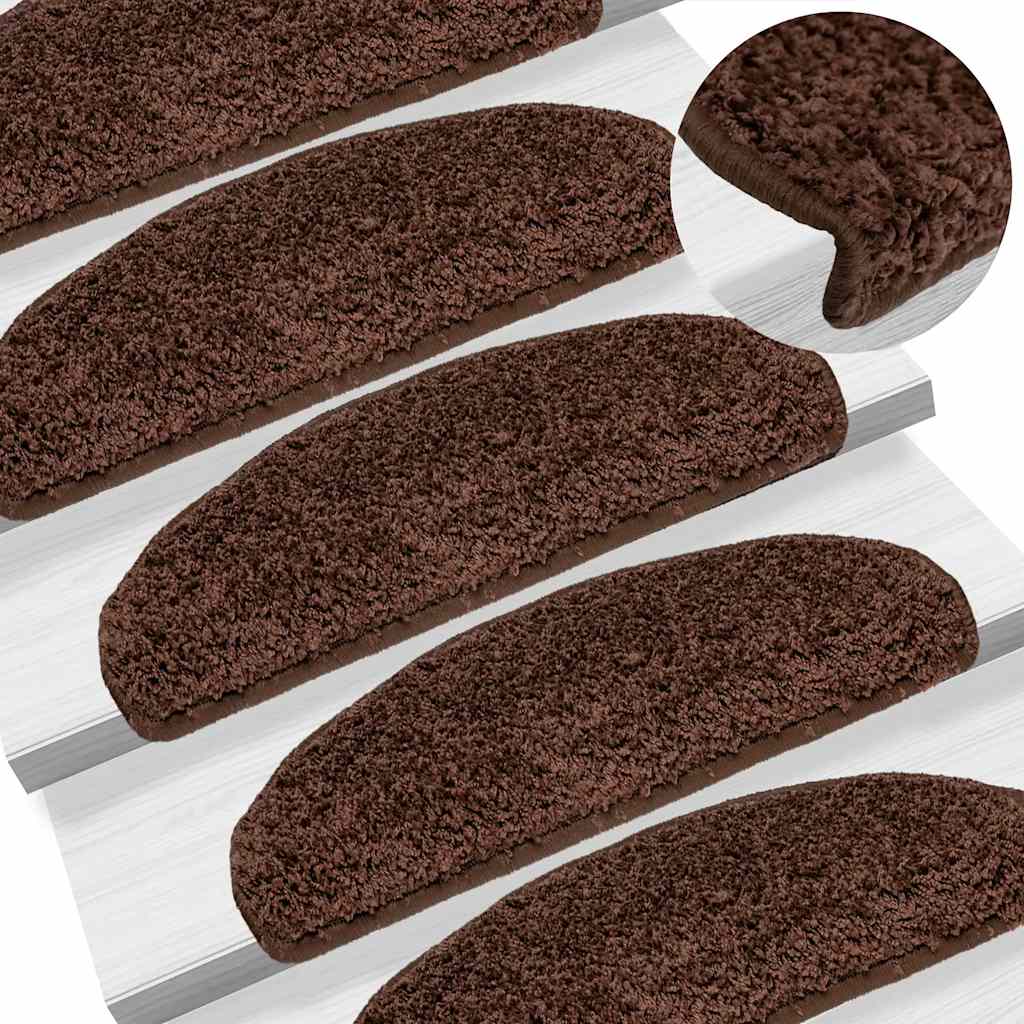 Prostirke za stepenice 30 kom 65x21x4 cm Smeđe poluokrugle velike