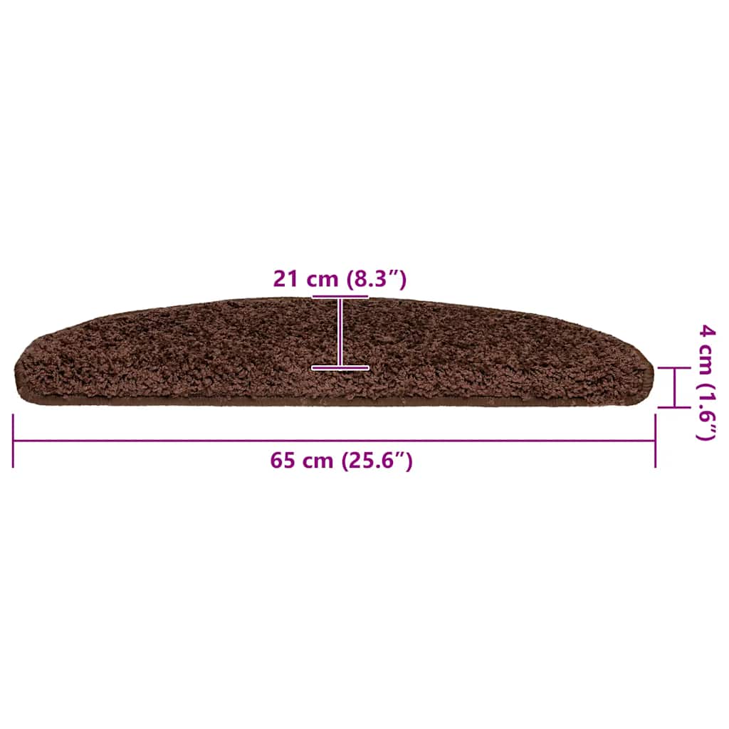 Prostirke za stepenice 30 kom 65x21x4 cm Smeđe poluokrugle velike