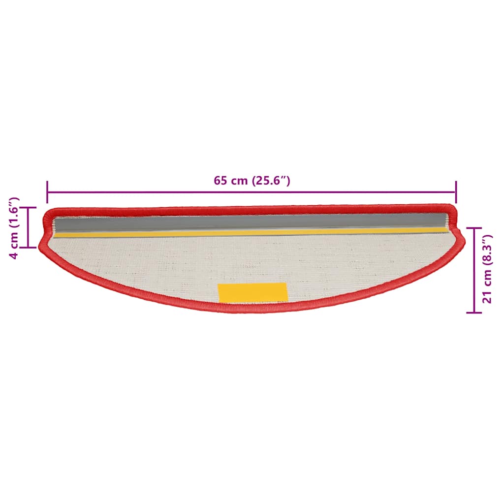Prostirke za stepenice 30 kom 65x21x4 cm crvene poluokrugle velike
