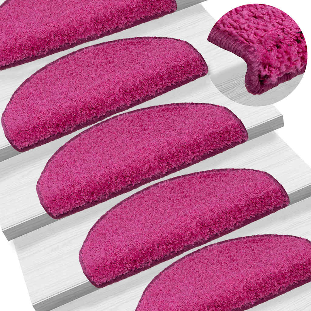 Prostirke za stepenice 30 kom 65x21x4 cm Roze poluokrugle velike