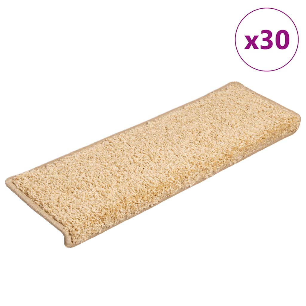 Prostirke za stepenice 30 kom 65x21x4 cm krem pravokutni rub