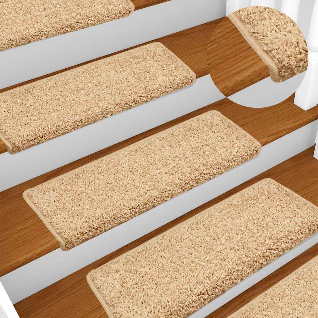 Prostirke za stepenice 30 kom 65x21x4 cm krem pravokutni rub