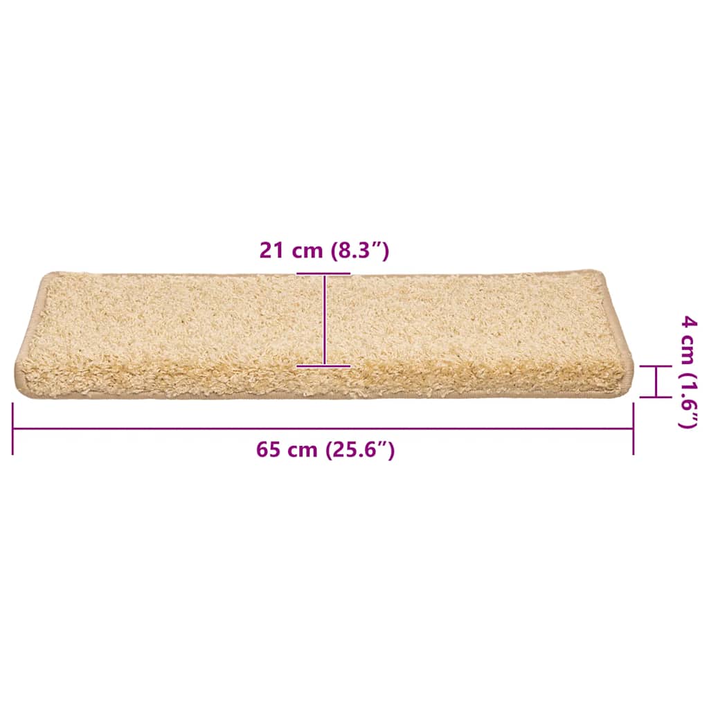 Prostirke za stepenice 30 kom 65x21x4 cm krem pravokutni rub