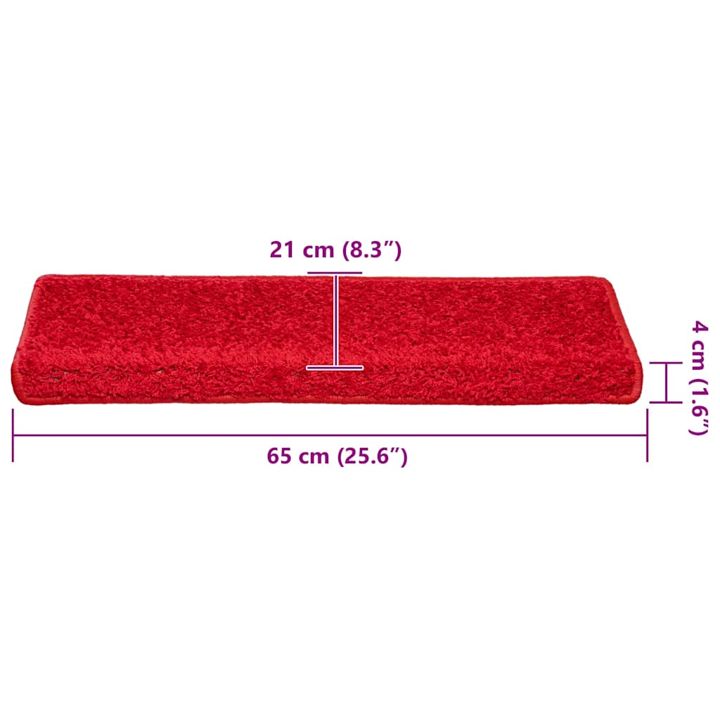 Prostirke za stepenice 30 kom 65x21x4 cm crvene pravokutne rubove