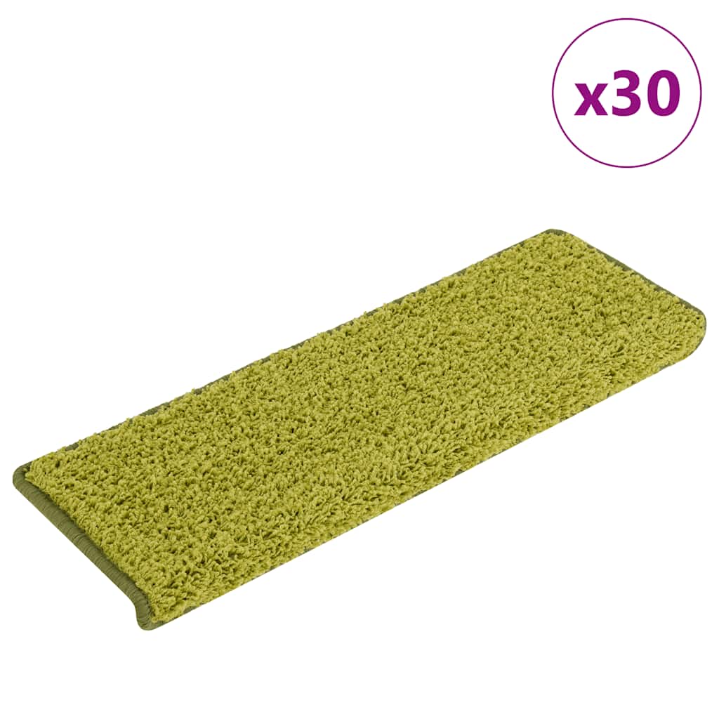Prostirke za stepenice 30 kom 65x21x4 cm Zelene s pravokutnim rubom