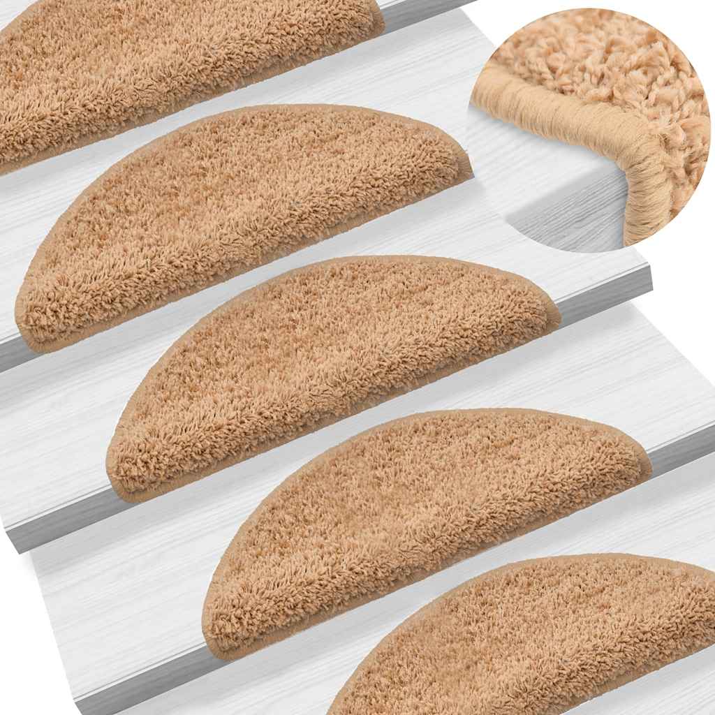 Prostirke za stepenice 20 kom 56x17x3 cm bež poluokrugle