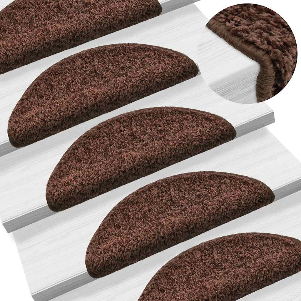 Prostirke za stepenice 20 kom 56x17x3 cm smeđe poluokrugle