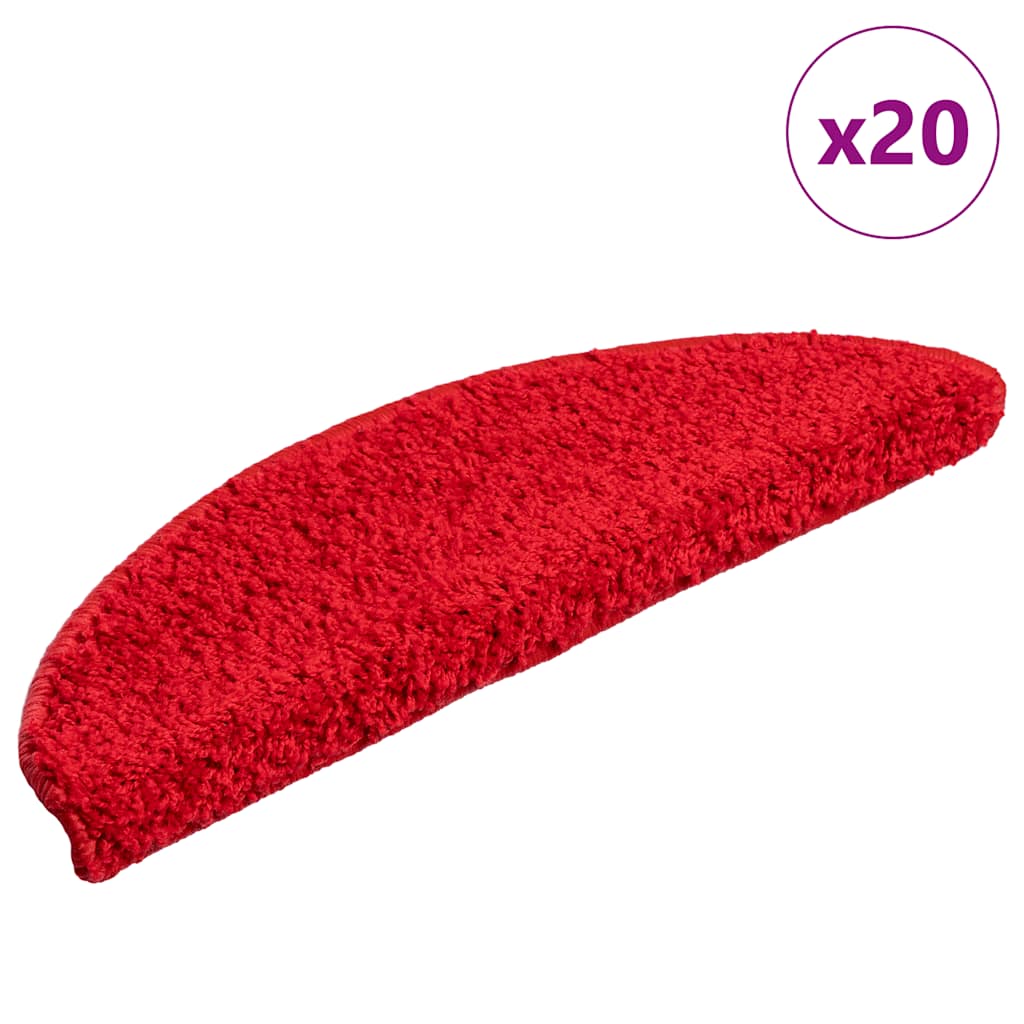 Prostirke za stepenice 20 kom 56x17x3 cm crvene poluokrugle