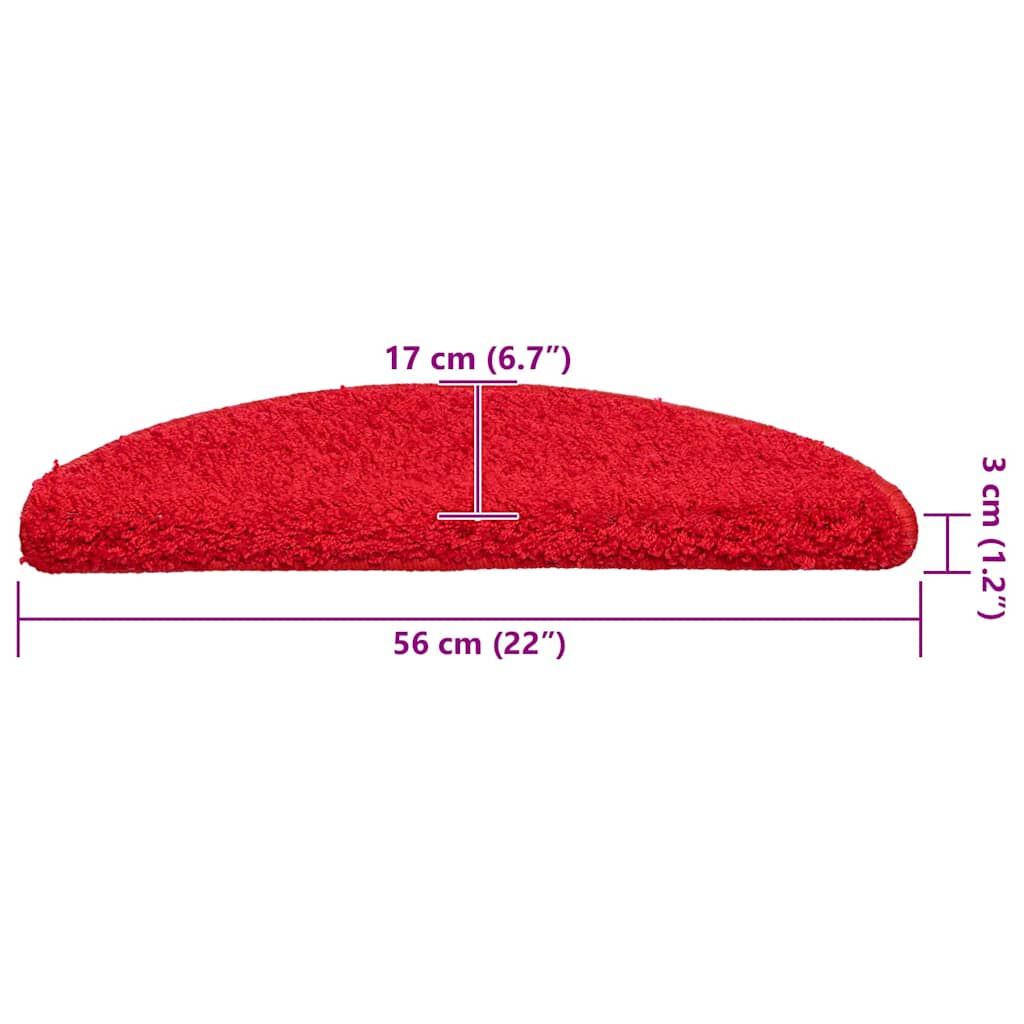 Prostirke za stepenice 20 kom 56x17x3 cm crvene poluokrugle