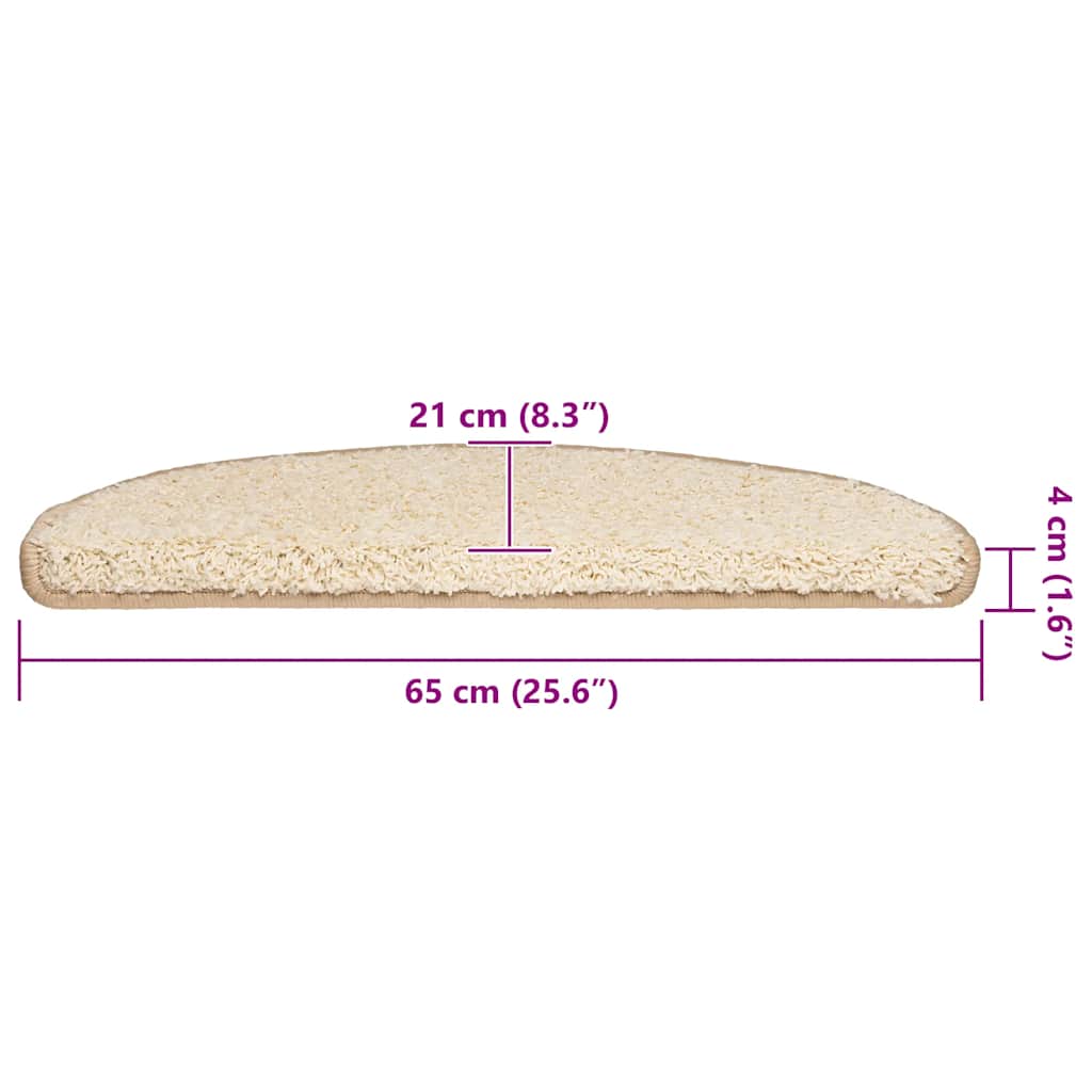Prostirke za stepenice 20 kom 65x21x4 cm krem poluokrugle velike