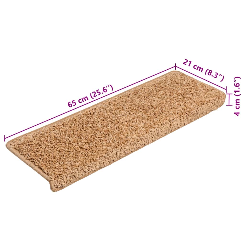 Prostirke za stepenice 20 kom 65x21x4 cm bež pravokutni rub