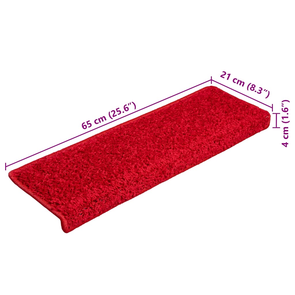 Prostirke za stepenice 20 kom 65x21x4 cm crvene pravokutne rubove