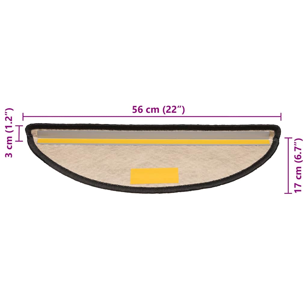 Samoljepljivi otirači za stepenice 30 kom 56x17x3 cm antracit