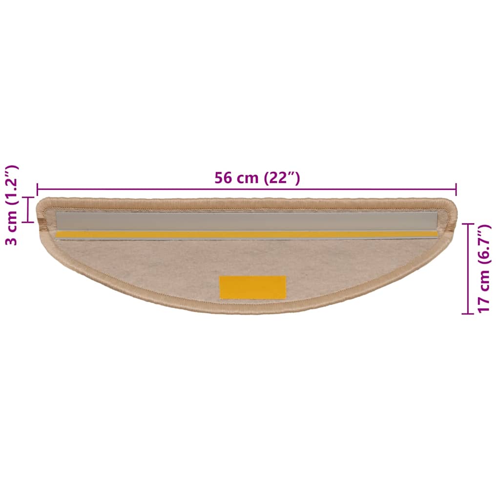 Samoljepljivi otirači za stepenice 30 kom 56x17x3 cm svjetlobež